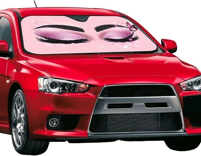 Hello Eyelashes Car Sun Shade Windshield Sunshade Foldable Front Window Shield Cover for Truck SUV