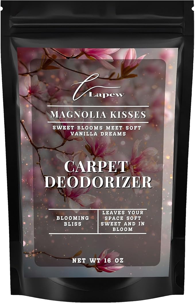 Lapew Magnolia Kisses Carpet Deodorizer Powder - Pet Safe Freshener for Vacuuming | Scented Odor Eliminator for Home | 16 oz