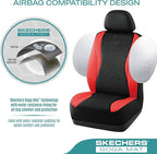Skechers Car Seat Covers,Leather Seat Covers with GOGA Mat Technology,Waterproof Car Seat Covers Front Seats,Airbag Compatible,Comfort Universal Fit for Most Cars,Vans,Trucks,SUVs,Red