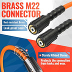 YAMATIC Pressure Washer Hose 25 FT, 1/4 Inch 3600 PSI Power Washer Hose M22, Flexible High Pressure Kink Resistant, Copper Connectors – Replacement Pressure Washing Hose for Car and Outdoor Cleaning