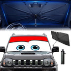 Windshield Sun Shade 2025 Car Accessories 100% Blackout Car Front Windsow Shades Umbrella Automotive Sun Visor Block Heat Insulation Protection (Red)