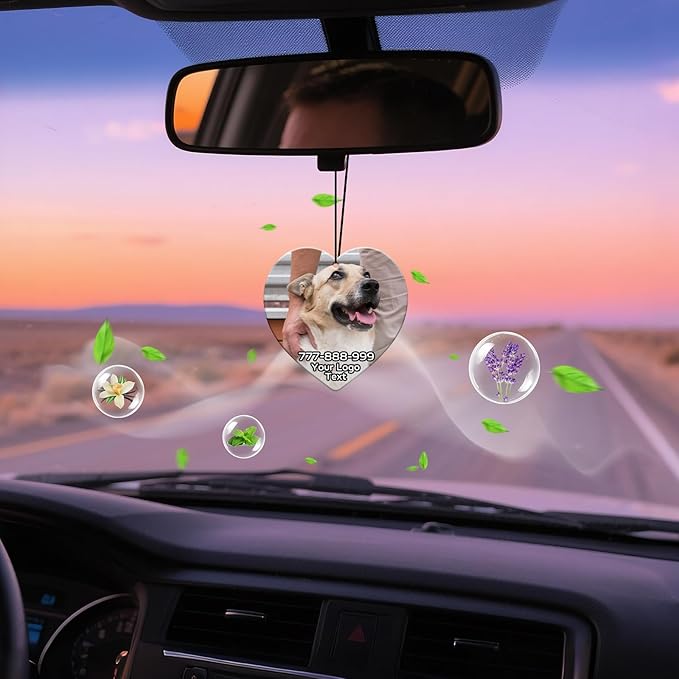 HINFKA 10-1000 Pcs Custom Air Fresheners with Picture – Personalized Double-Sided Photo or Logo Bulk Air Freshener, Customized Gifts for Corporate and Business Branding