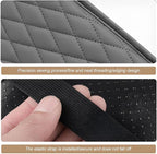Car Center Console Cover, Leather Vehicle Armrest Seat Box Cushion Pad with Storage Bags, Waterproof Automotive Middle Console Protector, Universal for SUV RV Truck (Gray)