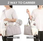 Dog Purse Carrier for Small Dogs & Puppies Up 12 Lbs, Soft Cotton Tote Pet Shoulder Bag with Pockets, Foldable & Washable Breathable Puppy Carrier for Yorkie, Chihuahua & Cats - Gray