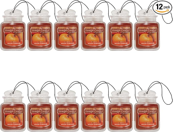 Yankee Candle Car Jar Ultimate, Spiced Pumpkin, 0.96 OZ (Pack of 12)