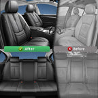 Fit Forester Car Seat Covers for Subaru Forester 2007-2024 2025 2026 -Upgraded Premium Waterproof & Breathable Leather, Airbag Compatible, All-Weather Seat Cushion Protector,2 Front/Black