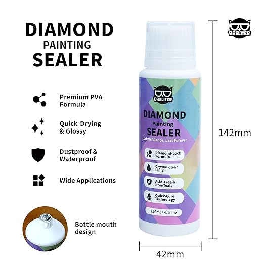 Diamond Painting Sealer, 120ML Clear Glue for Diamond Art, Quick-Drying Adhesive with Glossy Finish, Dustproof & Waterproof Protection, Shine Effect Conserver (4.1 fl oz)