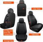 Car Seat Covers Full Set, Waterproof Faux Leather Automotive Seat Covers for Cars, Breathable Universal Car Seat Covers Protectors for Sedan SUV Truck (5 PCS Full Set, Black)