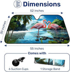 GENANY Flamingo Couple Windshield Sun Shade for Car SUV Truck (55x30 Inches), Sun Shade Windshield, Shades for Front Windows, Spring Car Decor, Xmas Auto Gift