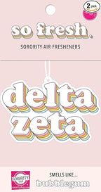 Sorority Shop DZ Retro Air Freshener - Delta Zeta Bubblegum Scented Air Freshener – Sorority Retro Design Air Freshener for Car or Dorm– Sorority Gift, Charm Paraphernalia