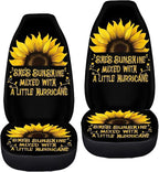 BIGCARJOB Sunshine Sunflower Car Seat Cover Full Set Universal Car Interior Accessories Set Sunflower Print Auto Interior Seat Protector Saddle Blanket for Women Gifts