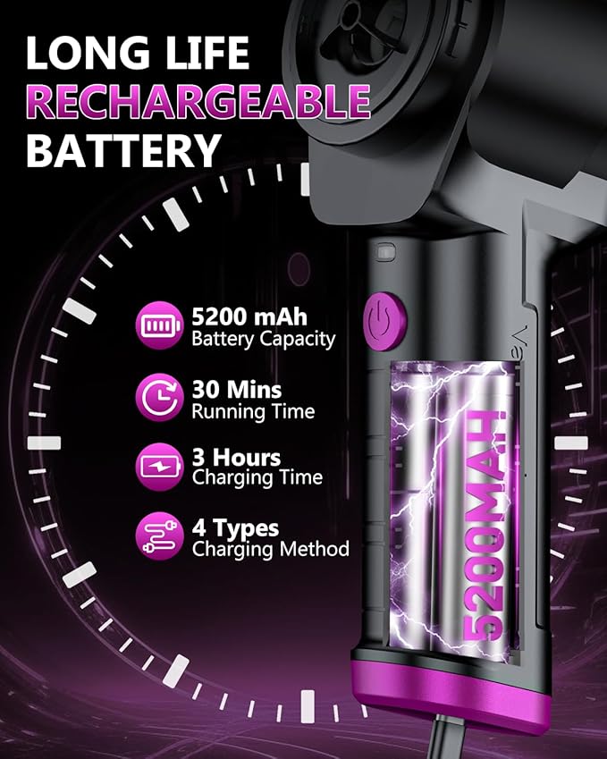 EYYA Handheld Vacuum Cordless, 16KPA High Power Portable Car Vacuum Cleaner & Air Duster, Hand Held Vacuum Cordless Rechargeable with Multi-Nozzles & 2 HEPA Filters for Car Home Office