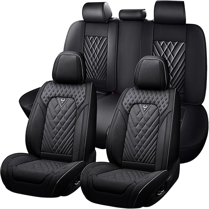 Truck Seat Covers for Ford Bronco 2021-2026, Waterproof Premium Leather Full Coverage Car Seat Cover, Muscle Sport Style Auto Interior Seat Cover Sets (Full Set/Black)
