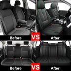 Fit for 98% of Mercedes Benz Car Seat Covers, Premium Nappa Leather Seat Cover, Fully Wrapped Protect Modern Style Seat Cover (5-Seat Standard, Black & Green)