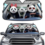 GENANY Panda Windshield Sun Shade for Car SUV Truck (55x30 Inches), Front Window Visor for Windows, Protector Blocks UV