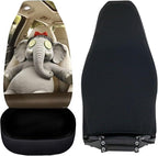 Elephant Car Front Seat Covers Set of 2 Funny Nonslip Car Seat Covers Front Seats Only Stretch Polyester Fabric Cover Cars Seats Covers Protector for Cars Sedans SUVs
