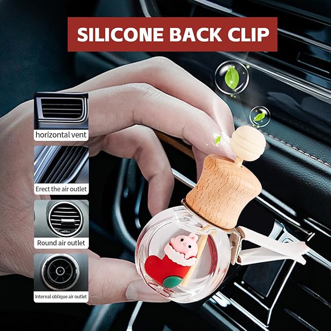 Car Air Freshener Diffuser Christmas Set, Hanging Car Scents Air Freshener, Car Fresheners Long Lasting, Essential Oil Diffuser, Christmas Fragrance Oil, 4pcs