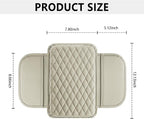 Upgraded Car Center Console Cover,Microfiber Leather Car Armrest Cover Cushion with 2 Storage Bags,Universal Cars Armrest Storage Box Cars Interior Accessories for Most Vehicles (Light Beige)