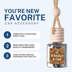 CE Craft Whiskey + Oak Car Air Hanging Fragrance Oil Diffuser, Air Freshener for Essential Oils, Scents Aromatherapy Automobile, Long Lasting Car Fresh