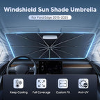 Autorder Windshield Sun Shade Umbrella for 2015-2025 Ford Edge Accessories,Upgraded Ice Crystal Material,Easy Setup Umbrella Sunshade for Car Windshield,100% Sun Blocking