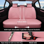 Coverado Full Set Car Seat Covers, Luxury Faux Leather Waterproof Seat Covers, Pink Car Seat Protectors, Universal Fit for Most Cars, Automotive Seat Covers-Pink