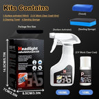 Headlight Restoration Kit with Ceramic Coating – Headlight Lens Cleaner to Remove Yellowing, Haze & Oxidation, Restore Headlight Clarity, Improve Night Visibility, Long-Lasting Protection-180ml