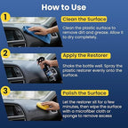 Plastic Restorer for Cars, Highly Concentrated Ceramic Coating Back to Black Auto Exterior and Interior Trim Scratch Remover on Plastic, Vinyl & Rubber, 300ml