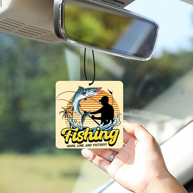 5pcs Gone Fishing Car Air Freshener Funny Car Accessories Automotive Interior Hanging Scents Mirror Decor for Men Teen Boys Fishermen Gifts