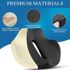 Ergonomic Seat Cushion for Office Chair &Car-Advanced Memory Foam Coccyx Pillow for Tailbone,Sciatica &Lower Back Pain Relief-Non-Slip Desk Chair Pad for Long Sitting,Posture Support-Black