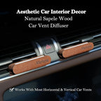 2-Pack Car Vent Clip Diffuser, Natural Sapele Wood Car Air Freshener for Essential Oils, Refillable Solid Wood Design (No Essential Oils)