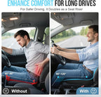 Car Seat Cushion for Driving – Ergonomic Wedge Memory Foam Booster Automotive Seat with Non-Slip Bottom & Adjustable Strap – Car Seat Pad for Car, Truck, Vehicle