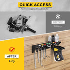 Pressure Washer Gun & Foam Cannon Holder with 1/4 Inch Quick Connector, Wall-Mounted Nozzle Tip & Extension Wand Organizer for Pressure Washer Parts & Accessories