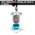 Car Air Freshener Diffuser Hanging Ornament, Diamond-Shaped Empty Crystal Bottle Car Mirror Hanging Accessories, Elegant Bottle Pendant with Wooden Caps Rear View Mirror Accessories