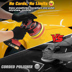 Cordless Car Buffer Polisher kit [2x 2000mAh 21V Batteries & 18 PCS Attachments] 6-Speed Orbital Design, LED Display, Lightweight Detailing Tool for Waxing, Polishing & Scratch Removal-Red
