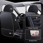 Car Seat Cover for Ford Explorer 2000-2025, Waterproof Durable Compatible Airbag, Premium Leather Seat Protector(2 Seats Luxury,Black Blue)