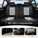 Coverado Car Seat Covers, Leather Seat Covers Full Set, Waterproof Car Seat Protector with Lumbar Support, Automotive Seat Covers Seat Cushions Universal Fit for Most Cars SUV Trucks, (Black&Beige)