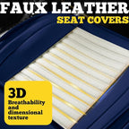 LINGVIDO Full Set Car Seat Covers, Faux Nappa Leather, Airbag Compatible and Waterproof Protectors for Sedans SUVs, Breathable Interior for Active Families, Pets, and Commuters (5 Seats, White/Blue)