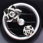 2 Pcs Camellia Air Vent Clips, Cute Flower Car Air Freshener Clip, Bling SUV Outlet Decorations, Crystal Rose Vent Diffuser, Charm Car Inter Decor Accessories for Women Girls