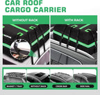 Kingfun Rooftop Cargo Carrier – Waterproof 21 Cubic Feet Car Roof Bag Fit All Vehicles with/Without Roof Rack, Includes Anti-Slip Mat, 8 Reinforced Straps & 6 Door Hooks, Lashing Straps, Luggage Locks