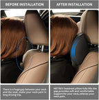Car Headrest Pillow, Soft Memory Foam Car Neck Pillow with Adjustable Strap, Removable Breathable Cover for Long Drives & Office (Black, Pack of 1)