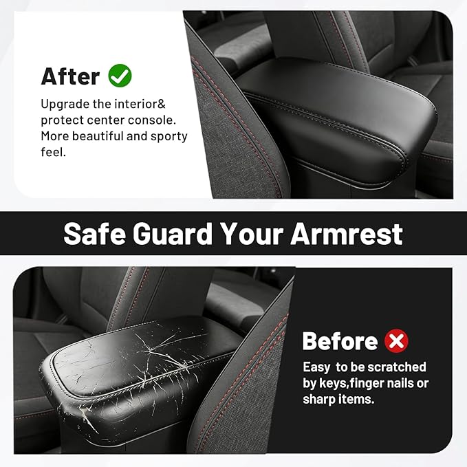 Autorder Center Console Cover for 2022-2025 2026 Ford Maverick Accessories Armrest Cover Anti-Scratch Middle Console Pad Leather Armrest Protector