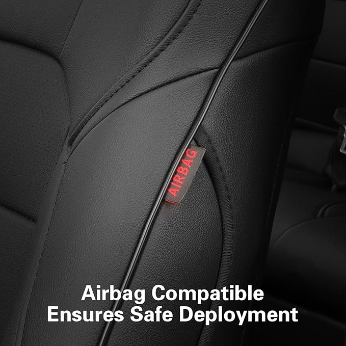 EKR Camry Car Seat Covers for Toyota Camry Hybrid LE,XLE 2012-2017 & Hybrid SE 2015-2017,Waterproof Leather Car Seat Cover Full Set for Trucks SUV-Faux Leather (Black)