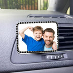 Custom Pictures Car Air Freshener Vent Clips, Personalized Black Rhinestone Photo Frame Air Fresheners Outlet Clips, Car Decoration In Memory of Someone (B-Rhinestone-Bordered Rectangle)