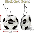 Soccer Car Air Freshener by HookUp - 2 Pack - Black Gold Scent (Extra Strong) | Unique Soccer Gift for Players, Coach, Fans | Hanging Car Accessory with Long Lasting Fresheners Smell