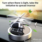 Car Diffuser Quiet & Stylish Helicopter Solar Dashboard Decor Auto-Rotating Air Purifier for Men & Military Enthusiasts Enhance Driving Experience (White)