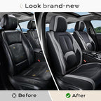 Coverado Seat Covers, Premium Nappa Leather Car Seat Covers Front Seats, Waterproof Car Seat Protector with Lumbar Support, Front Driver Seat Covers Universal Fit for Most Cars (Black&Gray)