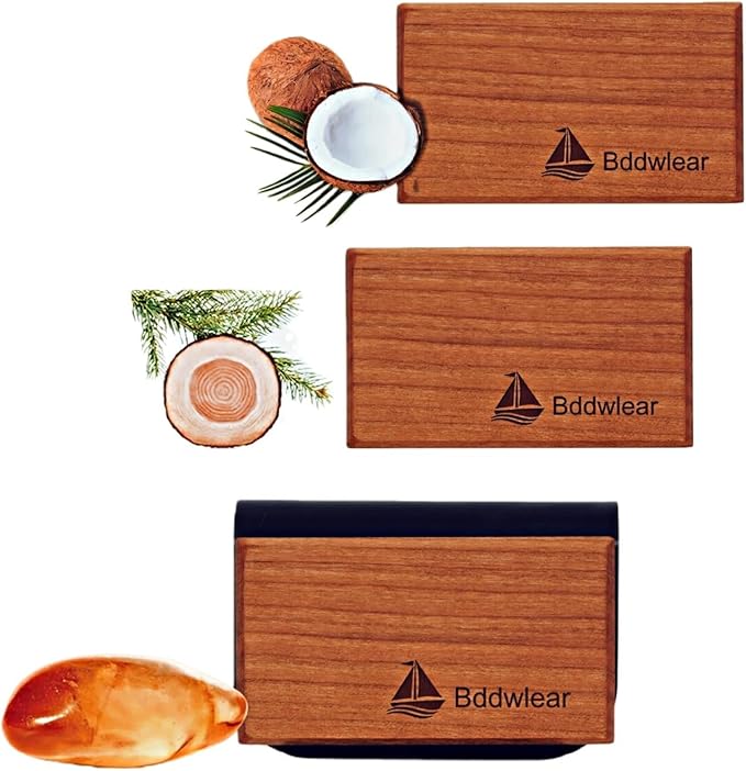 Car Air Freshener Wooden Visor Clip, Car Odor Eliminator Air Purifier with Scent Refills, Universal for Men Women, Vehicle Fragrance Diffuser for Car Truck SUV, 3 Pack (Amber Coconut Pine), Clip Included