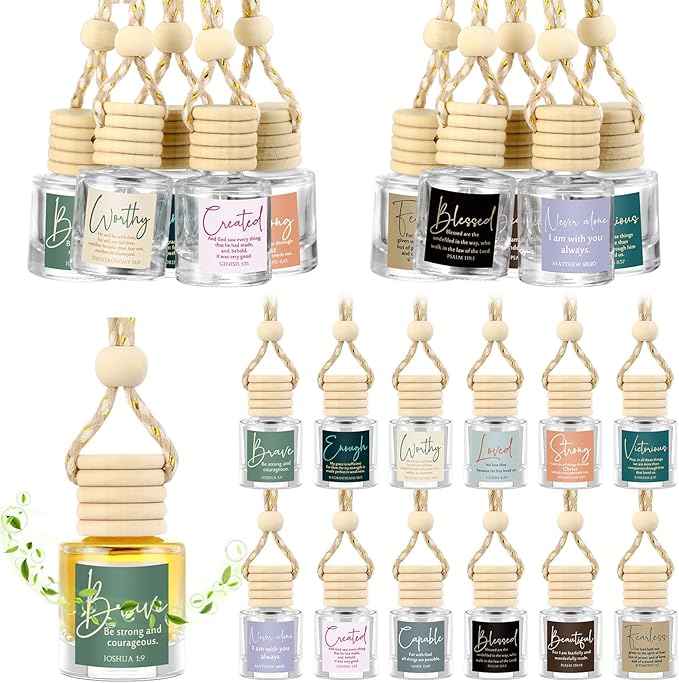 36 Pack Easter Christian Gifts Bulk Empty Hanging Car Diffuser Bottles Religious Essential Oil Air Fresheners Church Ministry Favors Faith Gifts for Women (Cylindrical)