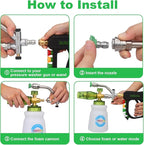 DUSICHIN Pressure Washer Gun Foam Cannon Dual Connector Shift Valve, Car Wash Foam Cannon Kit 1/4 Inch Quick Connector 5 Pressure Washer Nozzle Tips Build-in Design Work with A Pressure Washer DUS2703