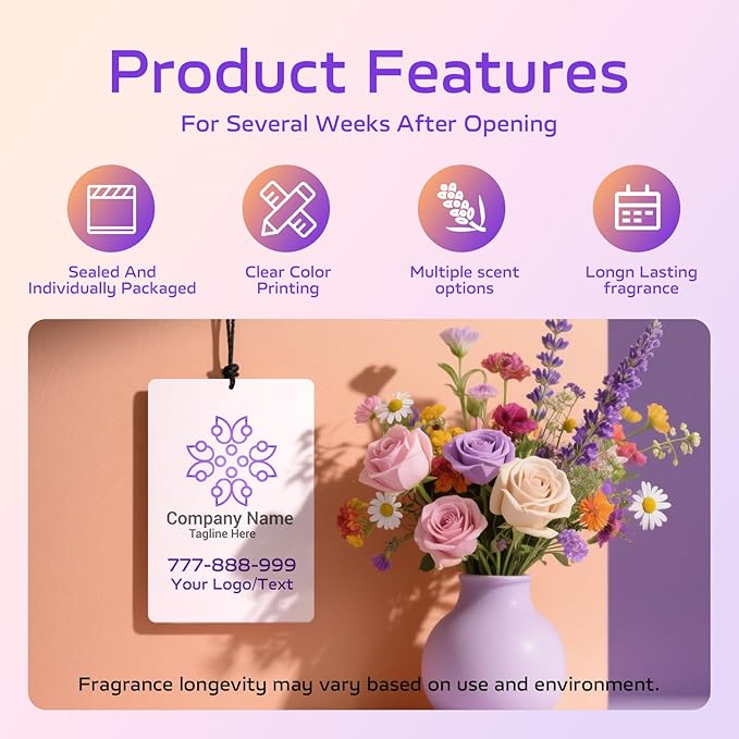 HINFKA 10-1000 Pcs Custom Air Fresheners with Picture – Personalized Double-Sided Photo or Logo Bulk Air Freshener, Customized Gifts for Corporate and Business Branding